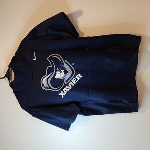 Nike Xavier Musketeers Dri-Fit Short Sleeve Long Neck Hoodie Men's Sz L EUC NICE